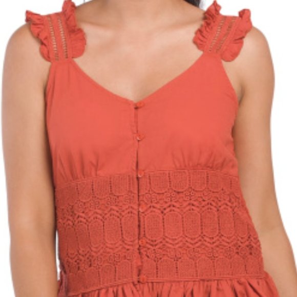 🌺Nwot..Adiva Eyelet Top Orange - Picture 3 of 3